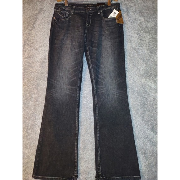 NWT Southpole Womens Size 11 Stretch LowRise Bootcut Jeans Black Royal RN 82628